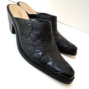 Coldwater Creek Leather Mule Sz 7.5 with an Artistic Flair. Gently Used.